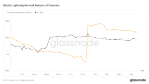 Lightning network capacity decreases while number of channels grows